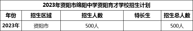 2024年資陽市綿陽中學資陽育才學校招生計劃是多少？
