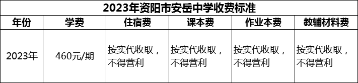 2024年資陽市安岳中學(xué)學(xué)費(fèi)多少錢？