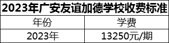 2024年廣安市廣安友誼加德學校學費多少錢？
